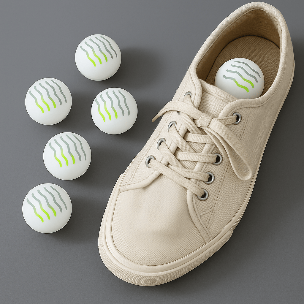 6 Billes désodorisantes pour chaussures – Parfum jasmin, 30 jours par bille | Alessio